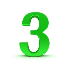 3 number 3d three green sign rendering