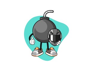 Bomb racer cartoon. Mascot Character vector.