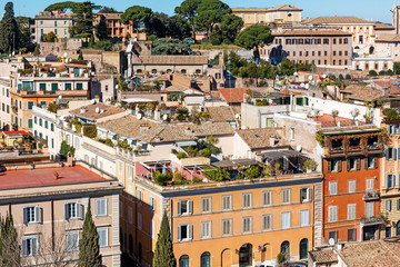 Fototapeta premium Rome city panoramic view. Beautiful panorama of Rome, Rome Rooftop view, Italy