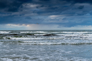 Restless Baltic sea in autumn time.