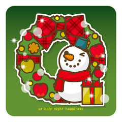 はっぴークリスマス　雪だるまさんとプレゼント（緑）