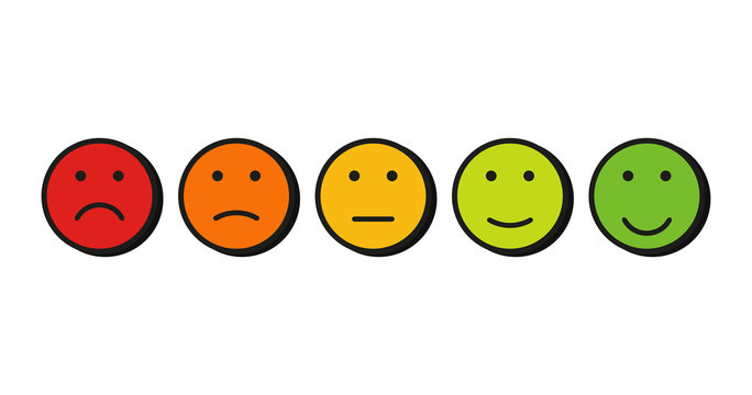 set emotions rating different colors in flat