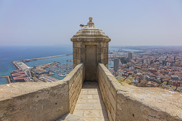 External view Castillo de Santa Barbara (Castle Santa Barbara, IX century) at top of Mount...