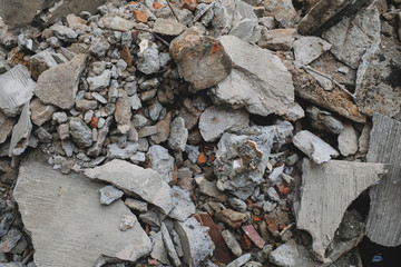 Destroyed concrete. Damaged buildings. Natural disasters