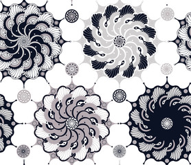 butterfly flower seamless rosettes silver