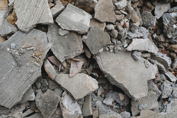 Destroyed concrete. Damaged buildings. Natural disasters