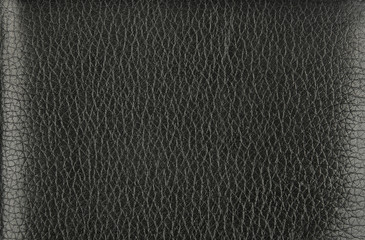 Background texture of black natural leather grain