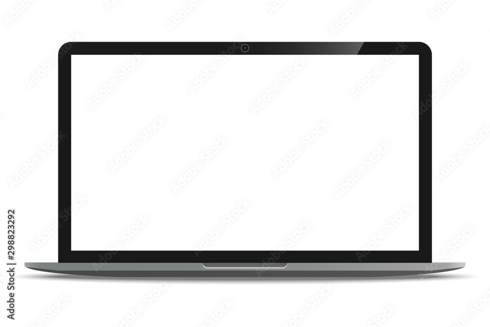 Wall mural laptop computer ultrabook with blank white screen realistic icon for mockup user interface design is
