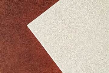 White and brown leather texture. close-up.