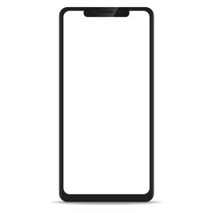 Smartphone or mobile phone frameless with a blank screen icon for design mockup user interface or mobile responsive webdesign of site isolated on white background