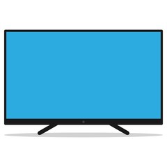 modern TV Screen or Television monitor with resolution ultra HD 4k and 16:9 aspect ratio widescreen display color flat style icon isolated on white background