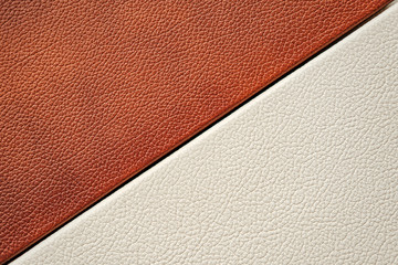 White and brown leather texture. close-up.