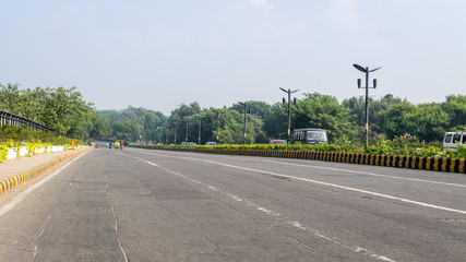 Lockdown - beautiful new delhi road in morning