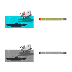 Vector illustration of war and ship sign. Collection of war and fleet stock symbol for web.