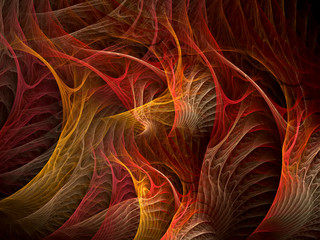 Digital abstract fractal background. Abstract fractal shapes on black background.