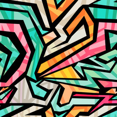 Abstract seamless pattern on a black background graffiti
