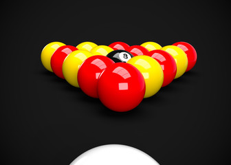 English Pool Billiards Balls Table Set Up 3D Render