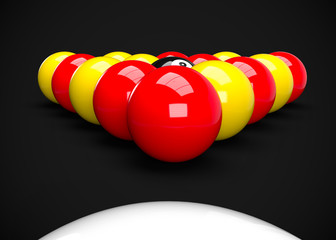 English Pool Billiards Balls Table Set Up 3D Render