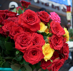 Fresh colorful roses for sale in market
