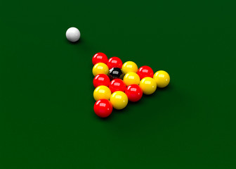 English Pool Billiards Balls Table Set Up 3D Render