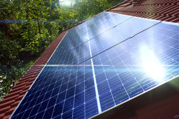 Solar panels on house roof