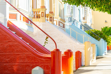 Stairs of victorian houses in San Francisco