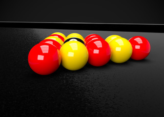 English Pool Billiards Balls Table Set Up 3D Render