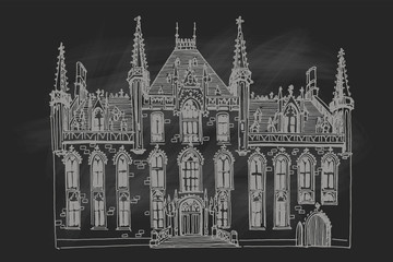 Naklejka premium Vector sketch of theater in Ghent, Belgium