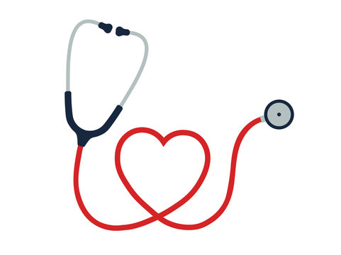 Flat cartoon style heart Stethoscope icon. Healthcare logo image. Vector illustration. Isolated on white background.