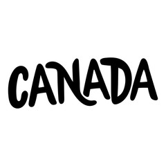 Handwritten word Canada. Hand drawn lettering.