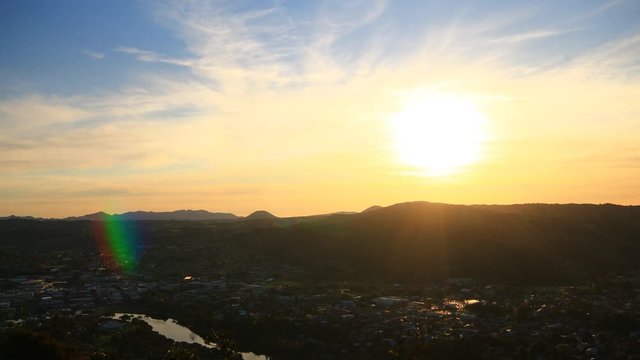 Sun set over the city 
time lapse filler clip