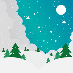 Winter nature forest vector illustration.