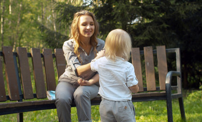 Fototapeta premium Toddler walking in the park