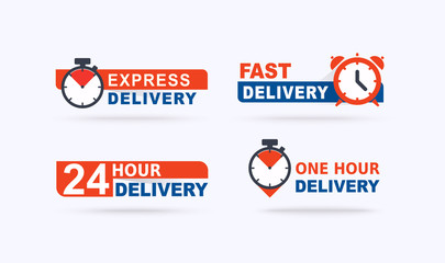 Set of fast delivery banners. Fast delivery, express and urgent shipping, services.