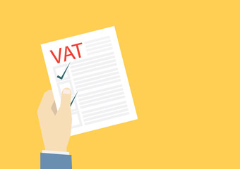 Hand hold Vat paper with check list,financial concept