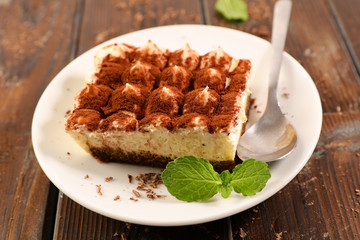 tiramisu with mascarpone, biscuit and cocoa