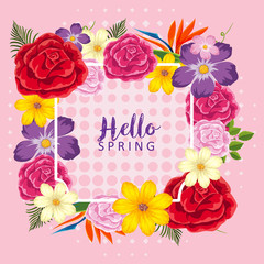 Frame template with colorful flowers