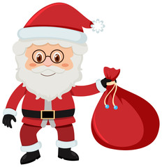 Single character of Santa on white background