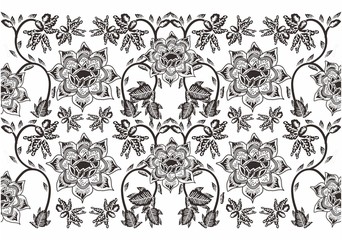 Indonesian batik motifs with very distinctive plant patterns