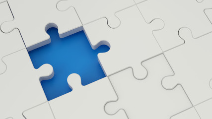 Fototapeta premium Incomplete puzzles on blue background. Business concept. 3d rendering