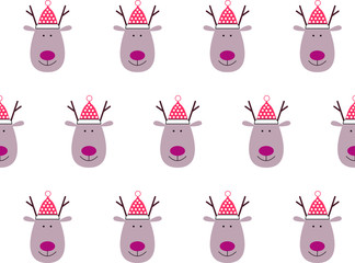 vector christmas pattern with deers on white background