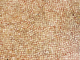 Mosaic flooring of multicolored small stones