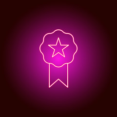 Award, badge, chevron vector icon. Element of simple icon for websites, web design, mobile app, info graphics. Pink color. Neon vector