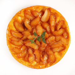 tart tatin, french apple tart isolated on white background