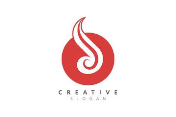 Logo design combines circle with fire. Minimalist and modern vector illustration design suitable for business or brand.