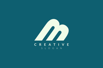 The letter M logo design extends to the side. Minimalist and modern vector illustration design suitable for business or brand