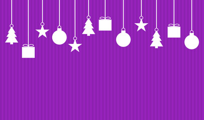Gestreifte lila Weihnachtskarte mit Deko