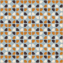 Geometric seamless pattern. Vector background with simple shapes like semi cirles and squares in neutral muted pastel colors.