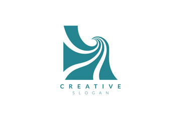 Sea wave logo design with a box on the outside. Minimalist and modern vector illustration design suitable for business or healthcare brands