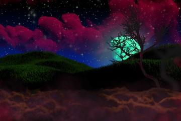 Obraz premium colorful scary dark texture - bokeh background design template 3D illustration soft focus jack-o-lantern concept